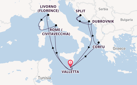 Mediterranean Sea from Valletta, Malta with the Azura