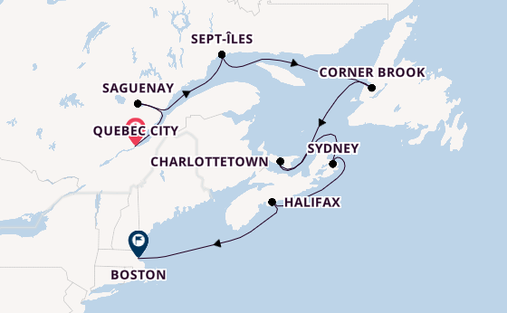New England from Quebec City, Quebec, Canada with the Caribbean Princess