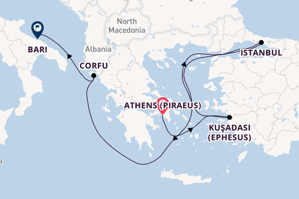 Mediterranean Sea from Athens (Piraeus), Greece with the MSC Fantasia