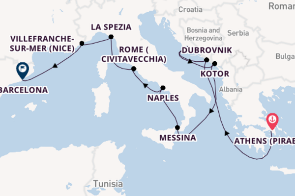 Mediterranean Sea from Athens (Piraeus), Greece with the Celebrity Infinity