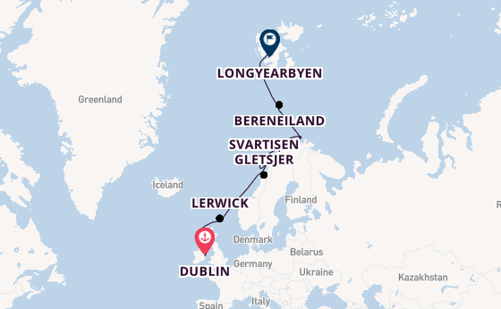 Noorwegen vanaf Dublin, Ierland met de Silver Endeavour