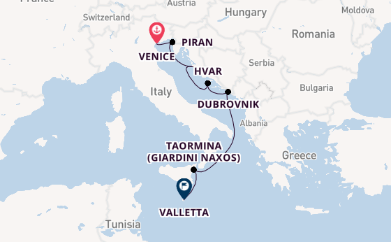 Mediterranean Sea from Venice, Italy with the Silver Muse