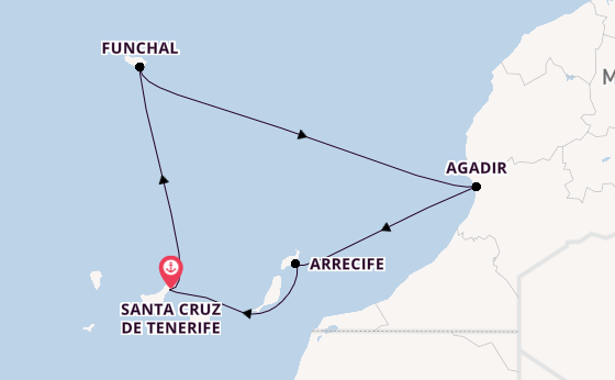 Canary Islands from Santa Cruz de Tenerife, Spain with the Azura