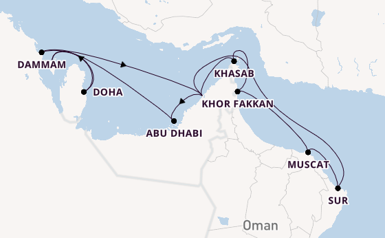 Perzische Golf vanaf Dubai, Verenigde Arabische Emiraten met de EXPLORA I
