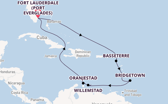 Southern Caribbean from Fort Lauderdale (Port Everglades), Florida with the Celebrity Eclipse