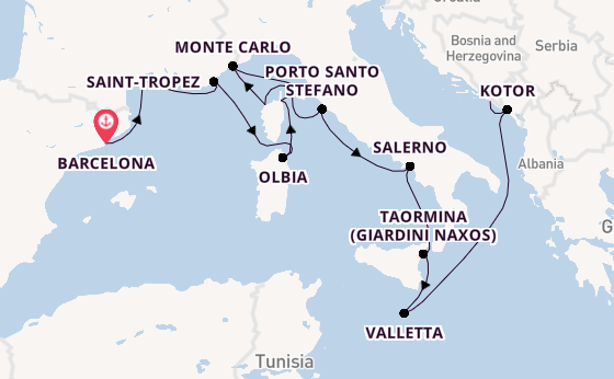 Western Mediterranean from Barcelona, Spain with the Seabourn Ovation 