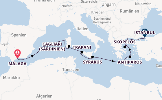 Mittelmeer ab Málaga, Spanien auf der EUROPA 2