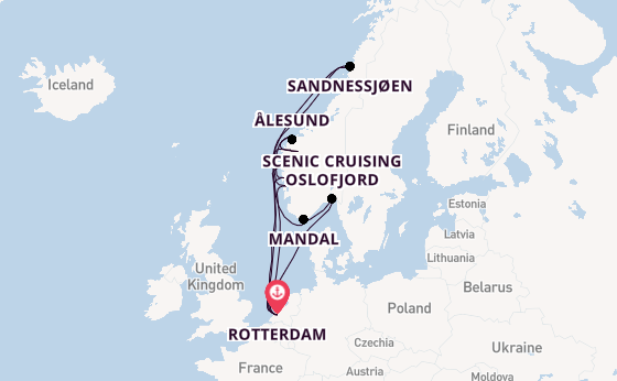 Noorwegen vanaf Rotterdam, Nederland met de Rotterdam