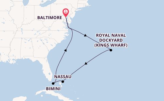 Amerikaanse Oostkust vanaf Baltimore, Verenigde Staten met de Vision of the Seas