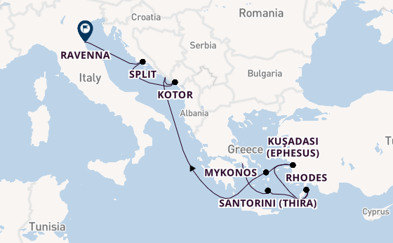 Eastern Mediterranean from Piraeus (Athens), Greece with the Celebrity Eclipse