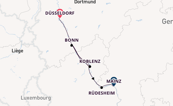 Rijn vanaf Düsseldorf, Duitsland met de VIVA ONE