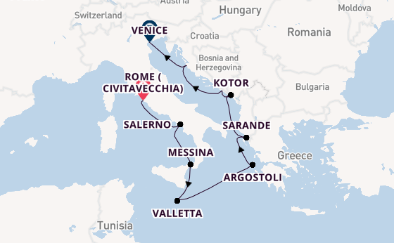 Mediterranean Sea from Rome (Civitavecchia), Italy with the Insignia