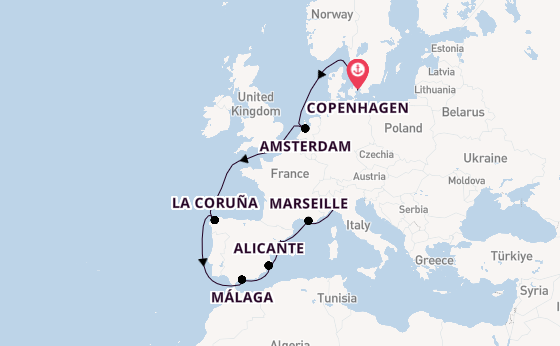 Western Mediterranean from Copenhagen, Denmark with the MSC Euribia