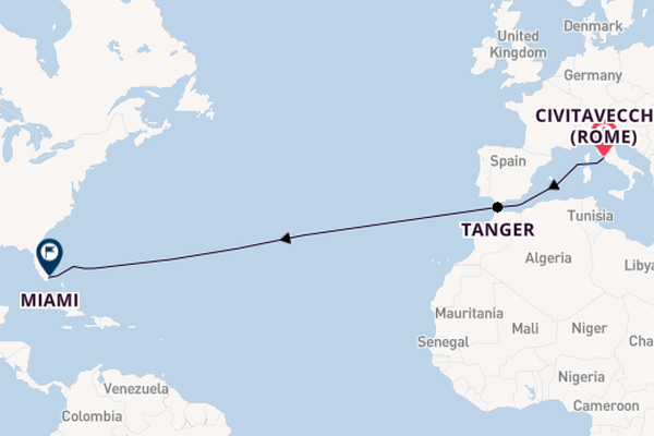 trans-Atlantisch vanaf Civitavecchia (Rome), Italië met de Norwegian Luna