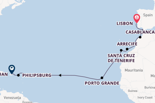 Trip with Norwegian Cruise Line from Lisbon to San Juan