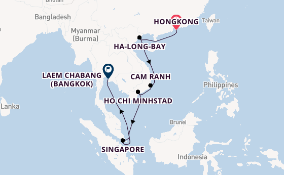 Zuidoost-Azië vanaf Hongkong, China met de Seven Seas Explorer