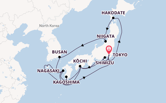 Japan from Tokyo, Japan with the Diamond Princess