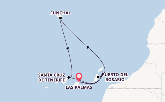 Canarische Eilanden vanaf Las Palmas, Gran Canaria, Spanje met AIDAprima