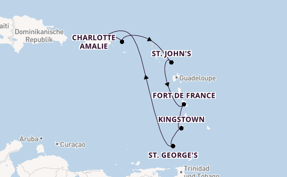 Karibik ab San Juan, Puerto Rico auf der Vision of the Seas