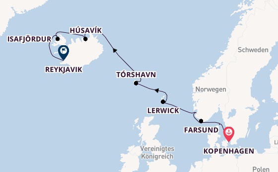 Arktis ab Kopenhagen, Dänemark auf der Seabourn Quest