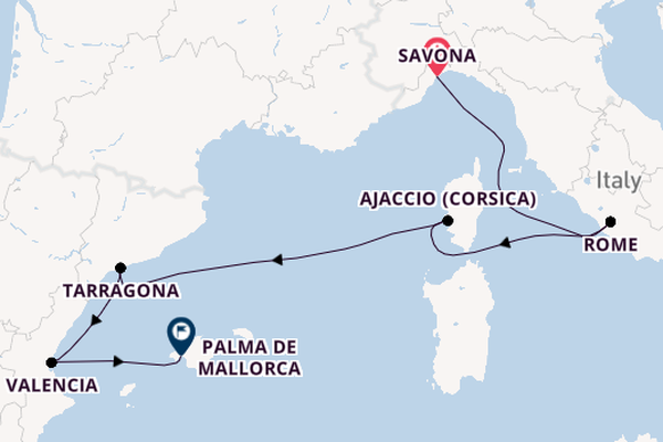 Westelijke Middellandse Zee vanaf Savona, Italië met de Mein Schiff 4