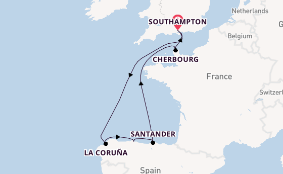 British Isles from Southampton, England with the Queen Elizabeth