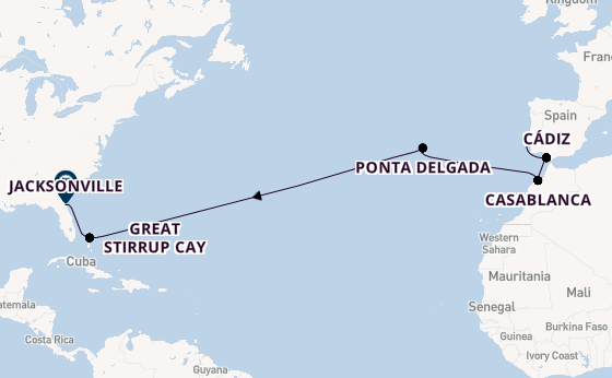 trans-Atlantisch vanaf Lissabon, Portugal met de Norwegian Dawn