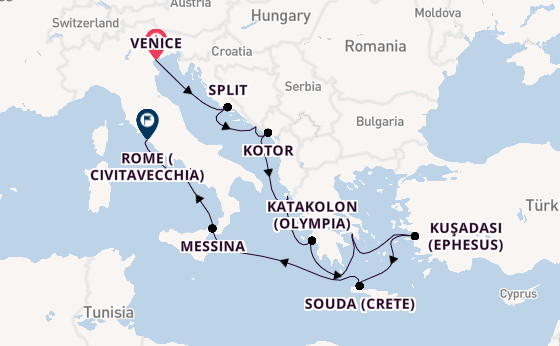 Mediterranean Sea from Venice, Italy with the Viking Sky