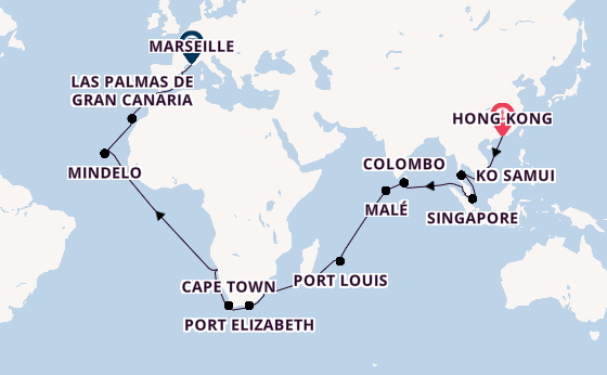 Southeast Asia from Hong Kong, China with the Costa Deliziosa