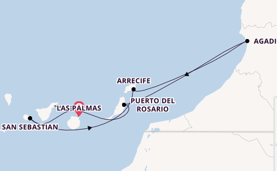 Canarische Eilanden vanaf Las Palmas, Gran Canaria, Spanje met AIDAmar