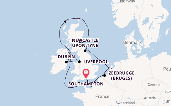 British Isles from Southampton, England with the Norwegian Sky