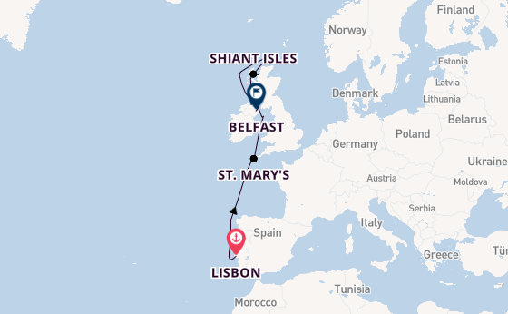 British Isles from Lisbon, Portugal with the Silver Wind