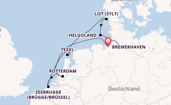 Westeuropa ab Bremerhaven, Deutschland auf der HANSEATIC spirit