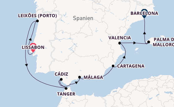 Westliches Mittelmeer ab Lissabon, Portugal auf der Silver Ray