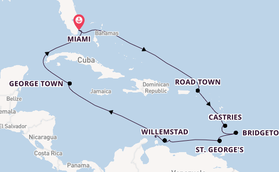 Caribbean vanaf Miami, Verenigde Staten met de Seven Seas Prestige