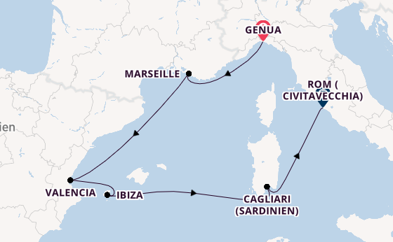 Westliches Mittelmeer ab Genua, Italien auf der MSC Musica