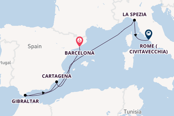 Western Mediterranean from Barcelona, Spain with the Sun Princess