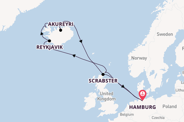 Arctica vanaf Hamburg, Duitsland met AIDAsol