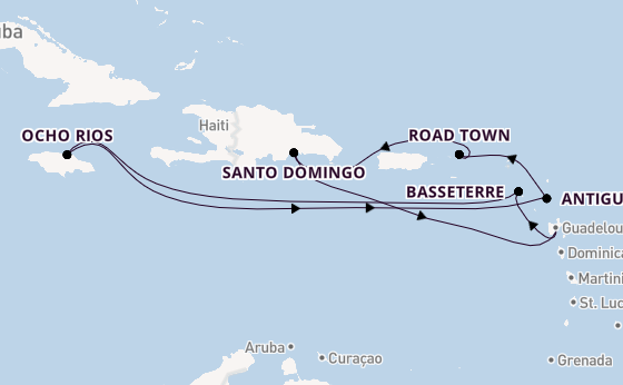 Karibik ab Pointe-à-Pitre, Guadeloupe auf der Costa Favolosa