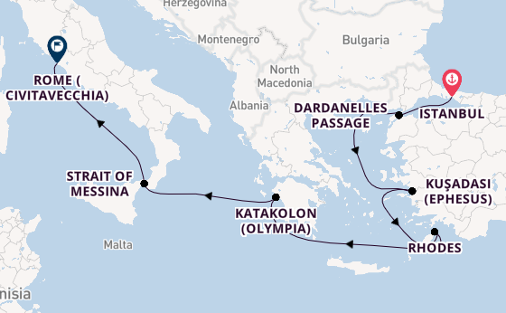 Mediterranean Sea from Istanbul, Turkey with the Queen Elizabeth
