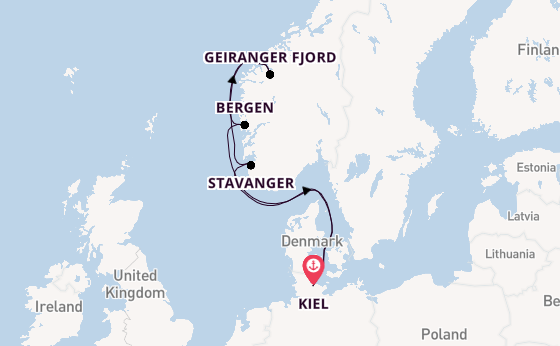 Noorwegen vanaf Kiel met AIDAnova