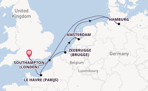 Engeland vanaf Southampton (Londen), Engeland met de MSC Preziosa