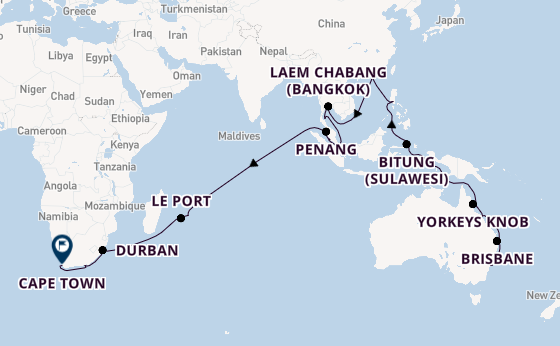 South East Asia from Sydney, Australia with the Queen Anne