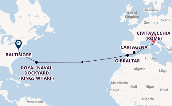 trans-Atlantisch vanaf Civitavecchia (Rome), Italië met de Carnival Miracle
