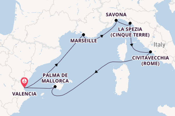 Geniet van een 8daagse cruise naar Valencia