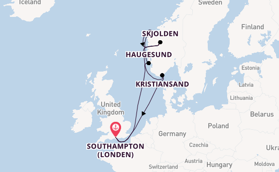 Noorwegen vanaf Southampton (Londen), Engeland met de MSC Meraviglia
