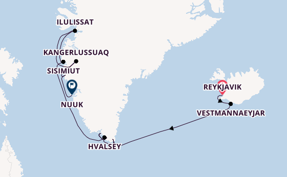 Arctica vanaf Reykjavik, IJsland met de Silver Wind