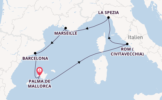 Westliches Mittelmeer ab Palma de Mallorca, Spanien auf der Mein Schiff 4