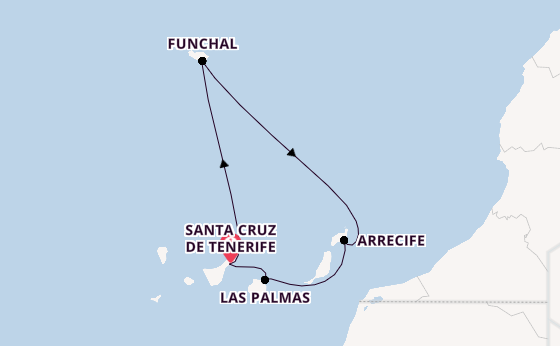 Canary Islands from Santa Cruz de Tenerife, Spain with the Azura