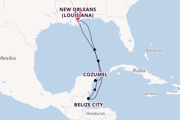 Westliche Karibik ab New Orleans (Louisiana), USA auf der Carnival Liberty